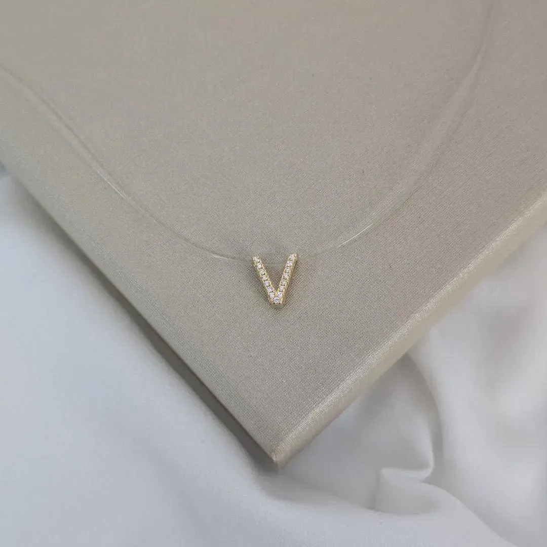 Colar Inicial Zircônia | Fio Nylon